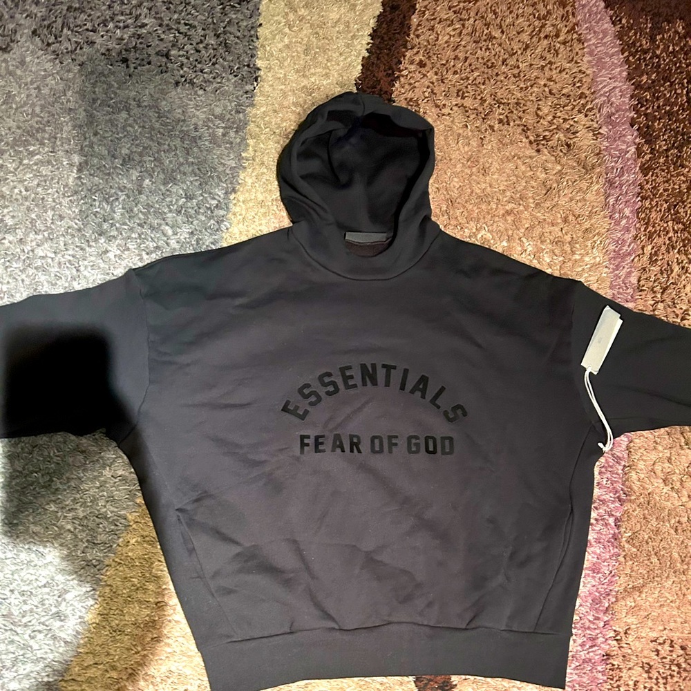 NEW ESSENTIALS HOODIE (JET BLACK) (NEVER WORN)